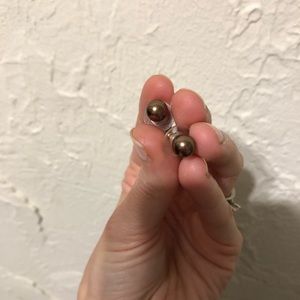 J. Crew Bronze pearl stud earrings